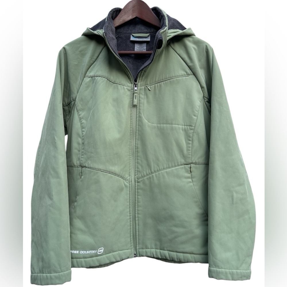 FREE COUNTRY Women’s Lightweight Detachable Hood Light Green Jacket Size: L